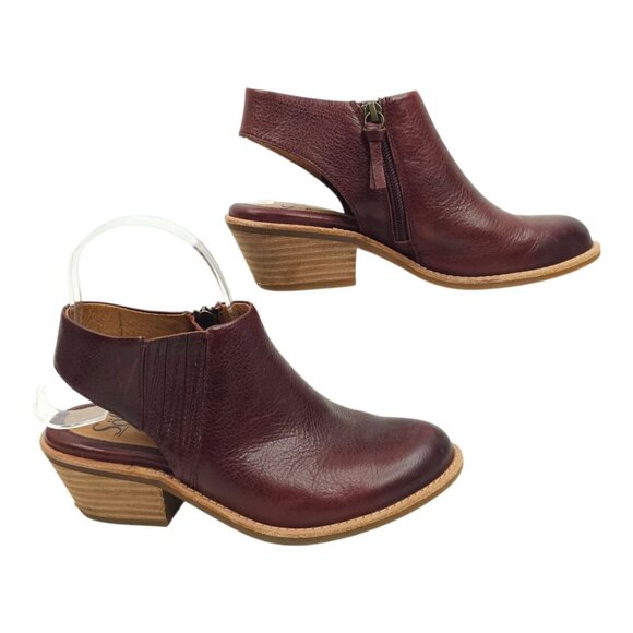 Sofft Arabia Slingback Bootie Women 6M Port Leather Maroon Side Zip Stacked Heel - Picture 12 of 16